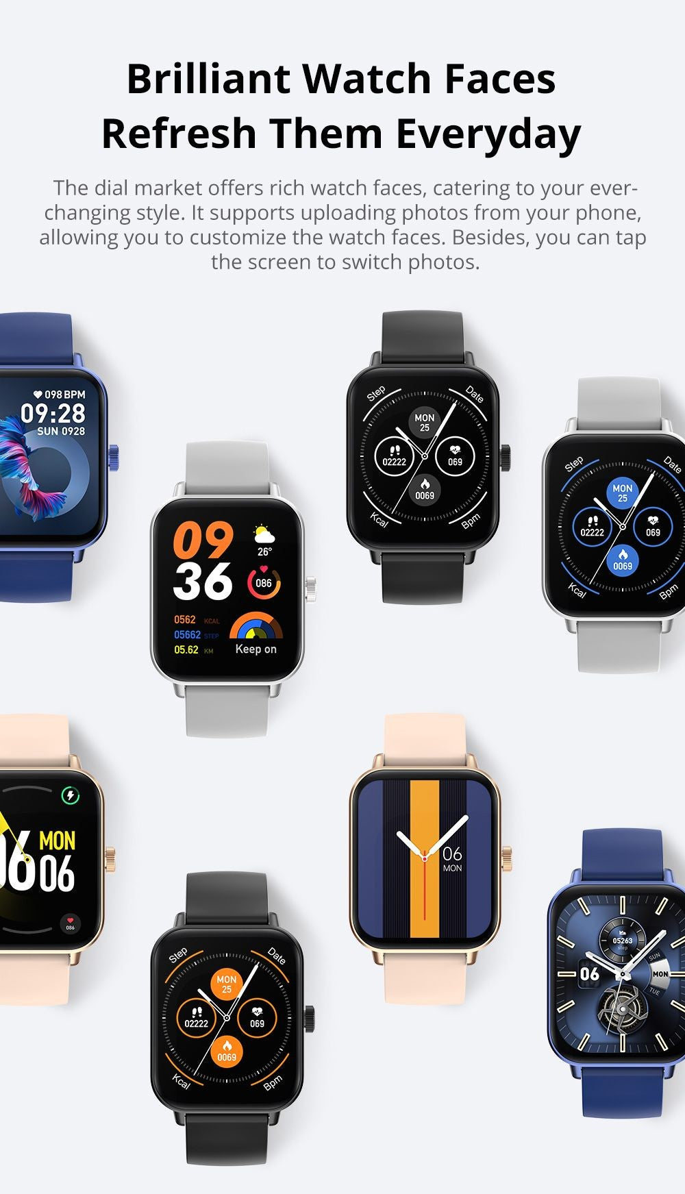 COLMI P81 Chamadas de Voz Relógio Inteligente Ultra 1.9 Polegadas Tela 24H Monit