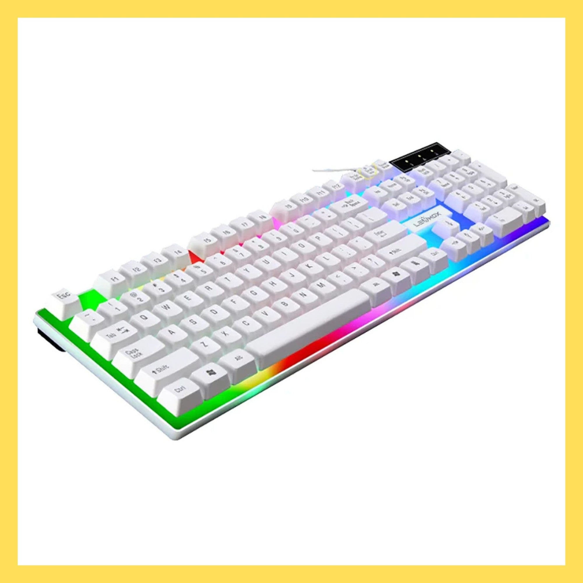 Teclado Gamer Branco com fio USB e Iluminação RGB LED Original Lehmox Modernista